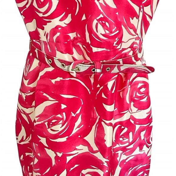 Kate Spade New York Minnie Rose Silk Dres 8 Belted Sleeveless Floral Pink White - Picture 15 of 15